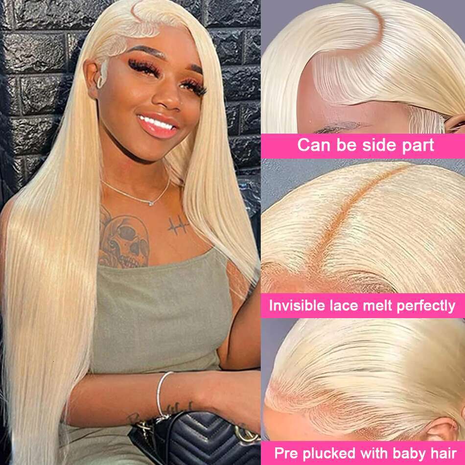 13x6 transparent 30 40 inch 613 honey blonde straight 250 density 13x4 lace front human hair wigs brazilian for women