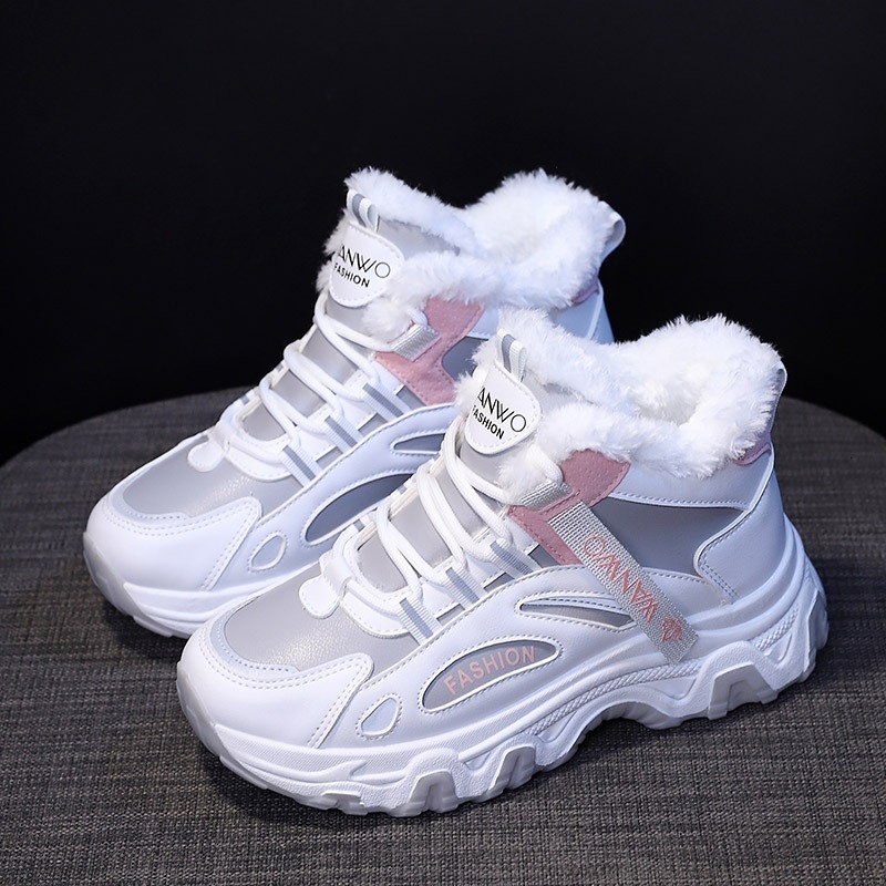 Velvet Warm Dad Winter High Top Sports Women's Cotton New Ins Trendy Shoes Student HX-Q7815