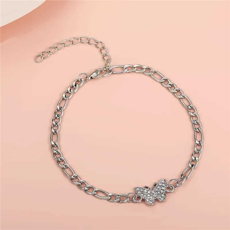 Fashion Bohemia Butterfly Anklet Rhinestone Chain Foot Chain Jewelry For Women Summer Beach Anklet Butterfly Barefoot Chain Y240920
