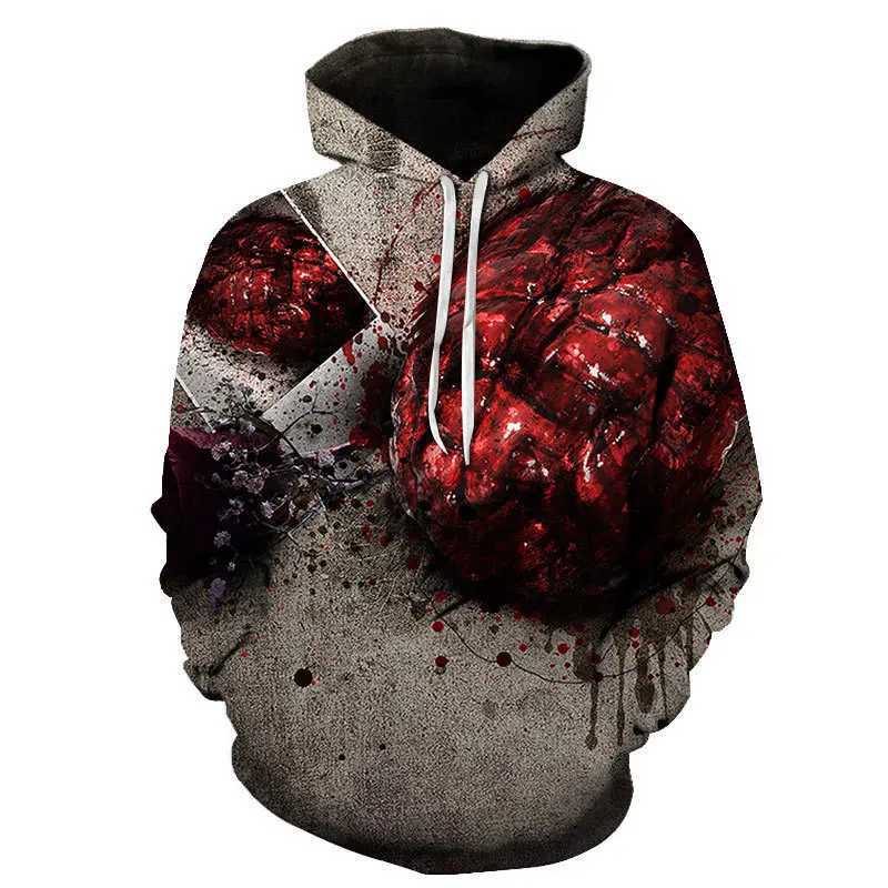 Halloween Im Fine Hoodie Horror Bloody 3D Print Men Women Casual Hoodies Oversized Pullover Hooded Sweatshirts Kid Top Clothing Y240920