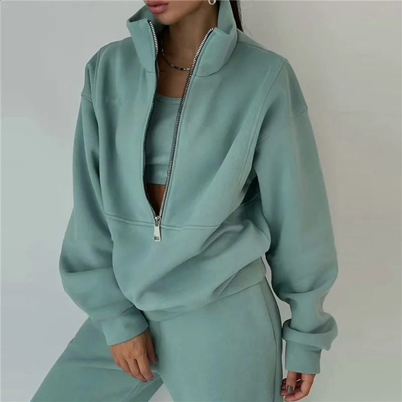 Solid womens track suit casual hooded sweatshirt sports pants set lounge clothing sportswear two-piece set womens autumn and winter clothing 240920