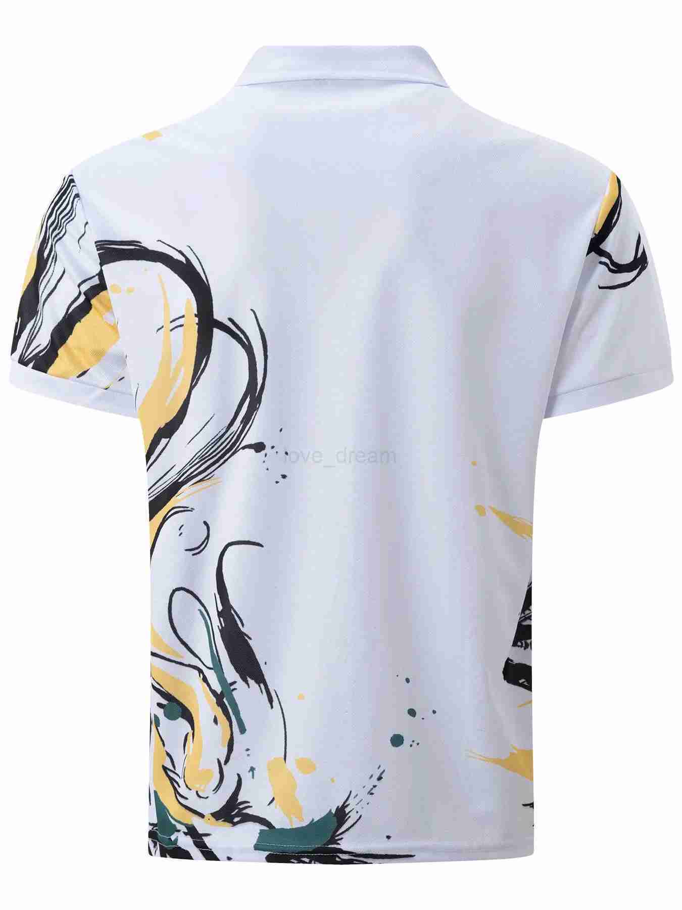 Summer New Mens Short Sleeve Polo Shirt 3d Printing Business Casual Breathable Stripes Polo Shirt Mens Clothing Tops T-ShirtsXJ240920