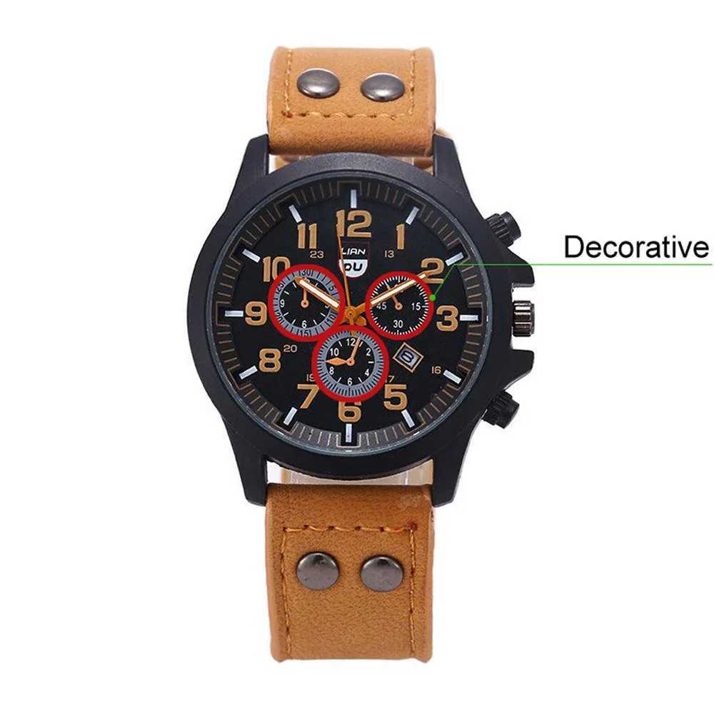 Military Leather Waterproof Date Quartz Analog Mens Quartz Wrist Watches Elegant Man Watch Alloy military items Man WatchX240920