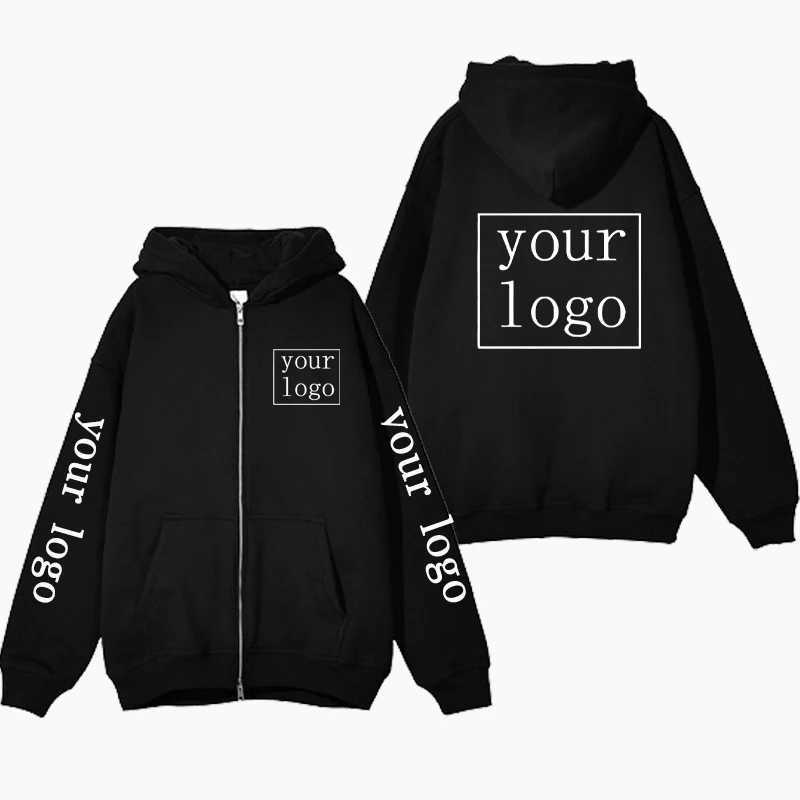 Customized Zipper Hoodie Mens Personalized Printed Sweatshirt Design Your Own/Pattern Y2K Street Clothing Zipper Jacket Coat W240919