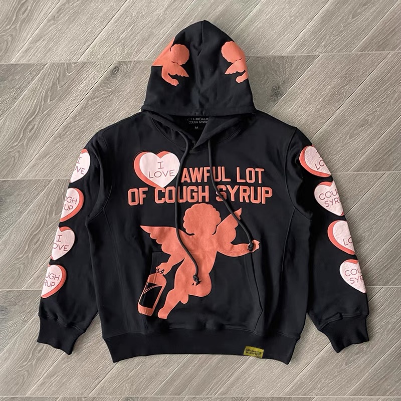 Men's Hoodies 2024 European And American Trendy That's A Awful Lot Of Cough Syrup Sports Leisure Hoodie High Street Thirt Sleeved High Quality Casual Sweatpants fr