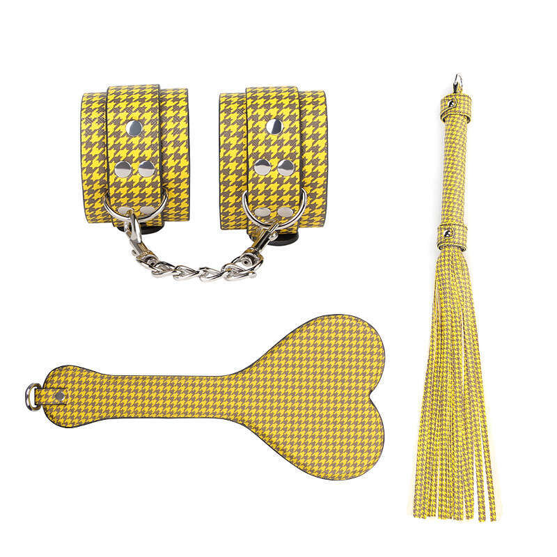 Customized SM set for fun, handcuffs, leather whips, eye masks, adult products, PU genuine leather, can be labeled, hot pressed, and washed with water