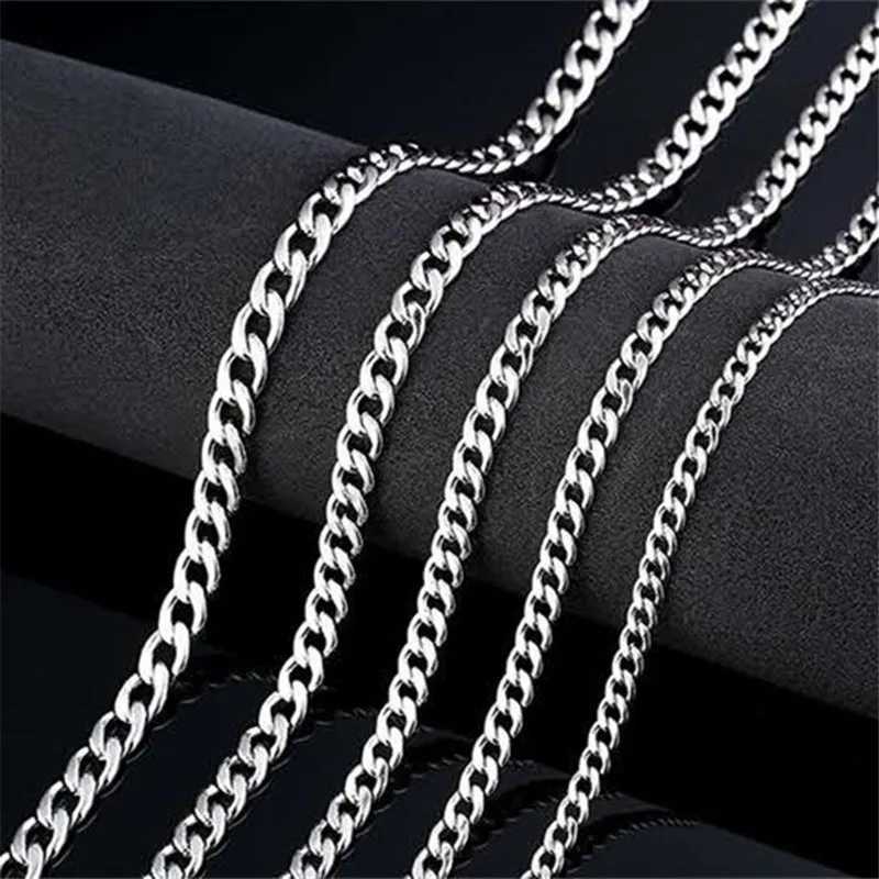 3-11mm Mens Curb Chain Necklace Silver Color Stainless Steel Curb Cuban Link Long Chain for Unisex Men Punk Classic JewelryX240919