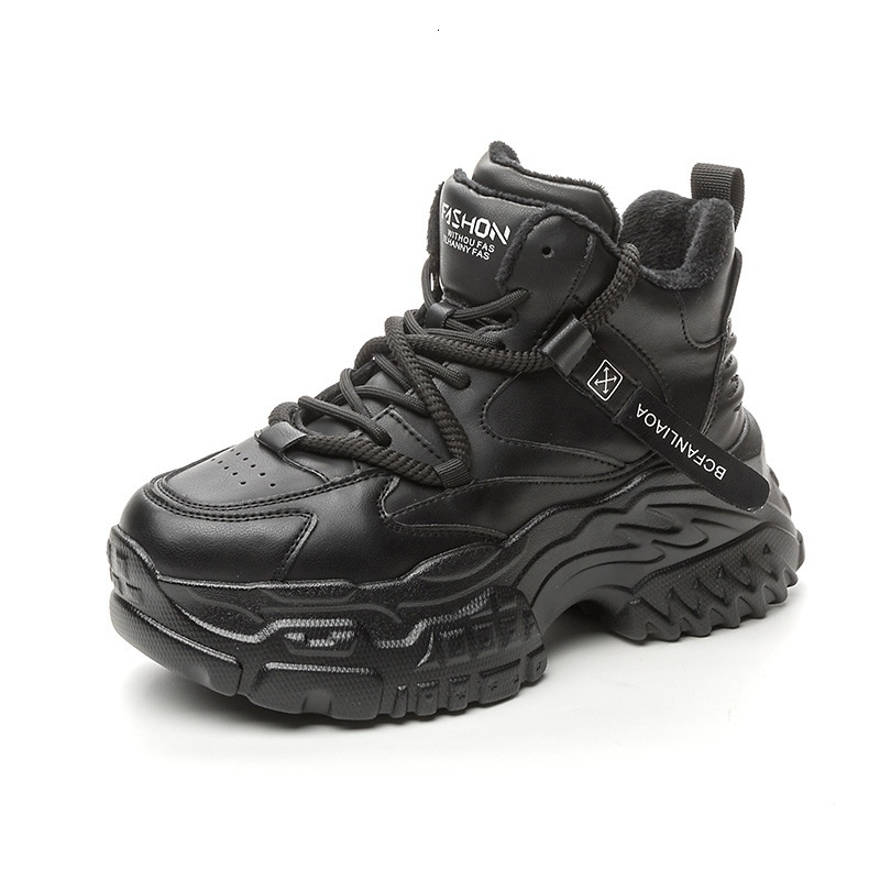 Small fluffy dad with visible feet, thick soles, small stature, increased height inside, women's winter cotton shoes, versatile, lightweight, and