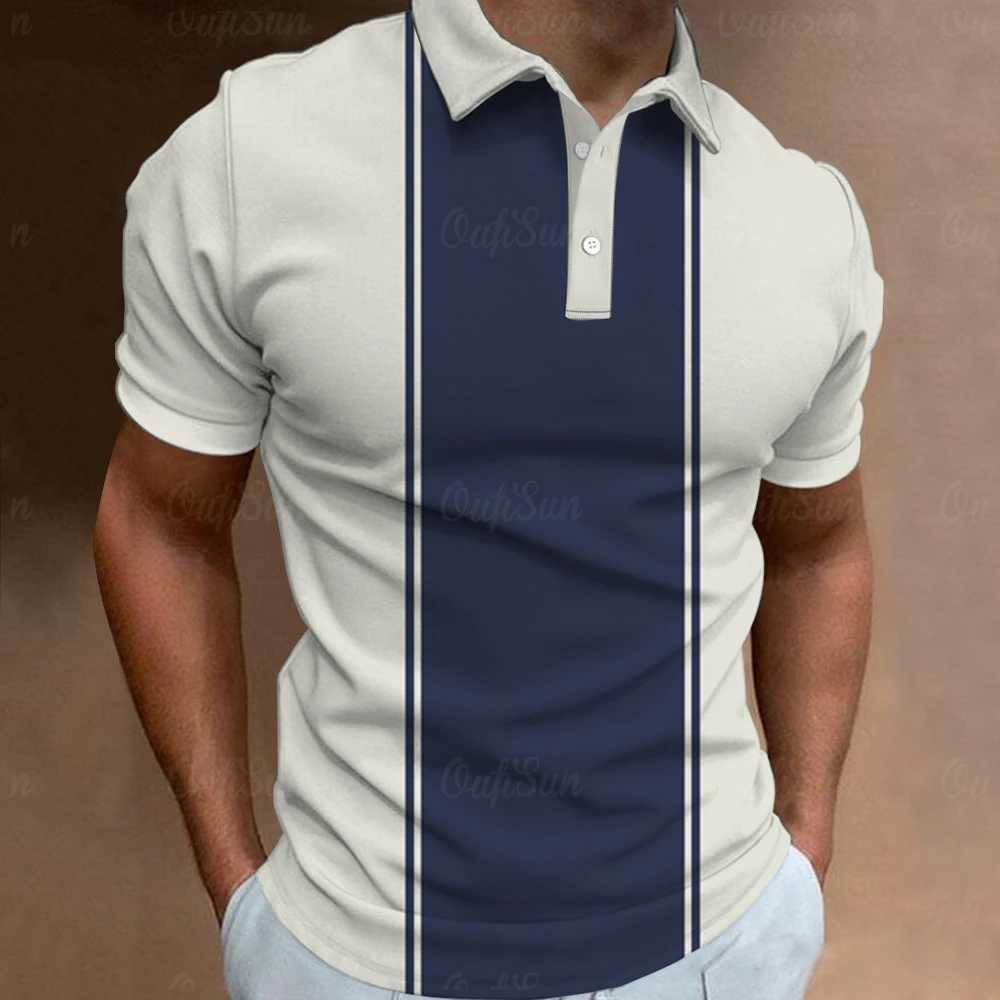 Fashion Polo Shirt For Men 3d Stripe T-Shirt Tops Summer Short Sleeve High Quality Polo Shirts Black Tees Casual Male Clothes XLX240920