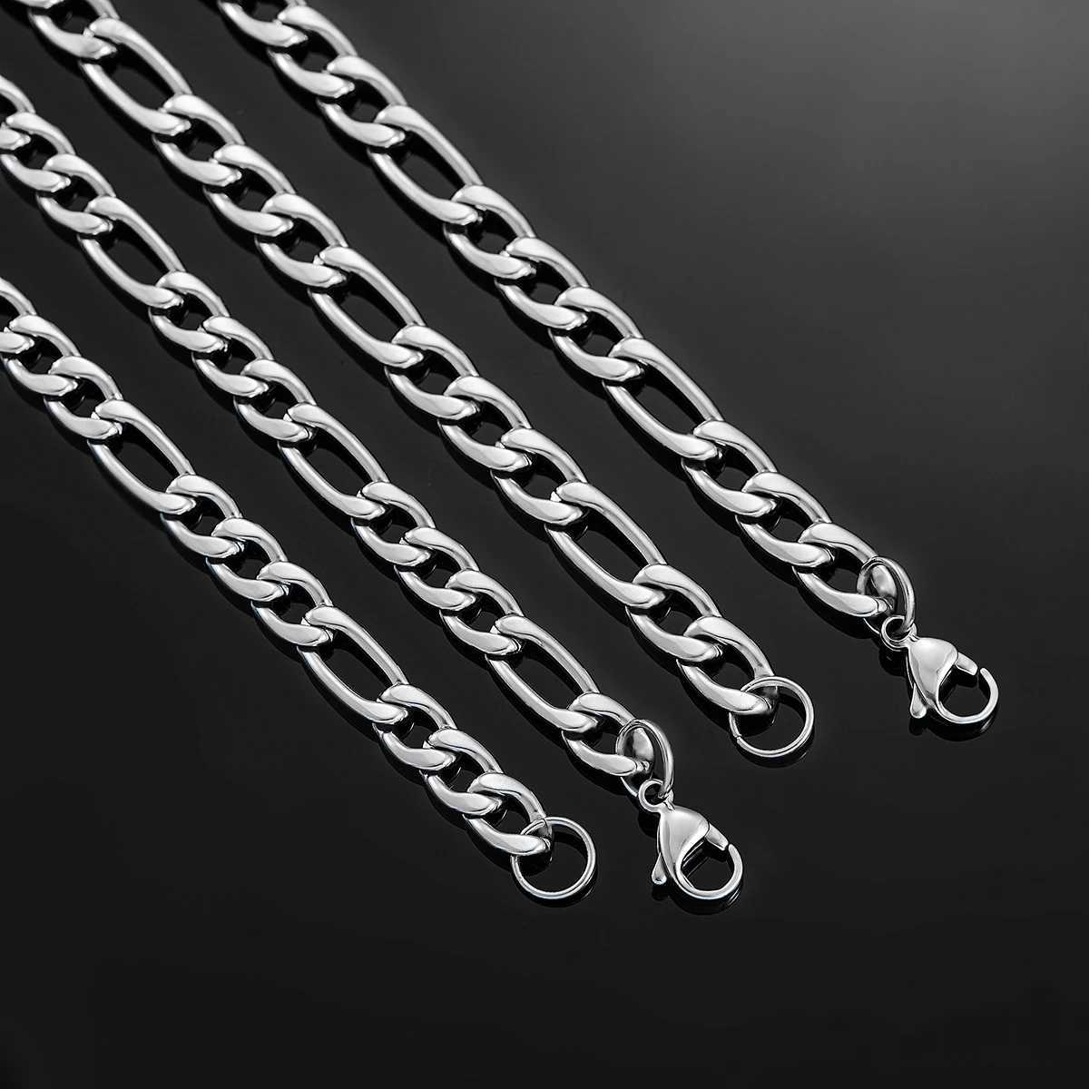 3mm-11.5mm Widt Stainless Steel Figaro Link Chain Classic Curb Necklace Sliver Color for Men Women Jewelry 14 to 40 InchesX240919