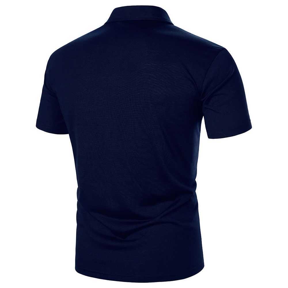Men Short Sleeve Polo Shirt Two-Color Splicing Stripe Pocket Design Tops Streetwear Casual Fashion Contrast Color Men Polo ShirtX240920