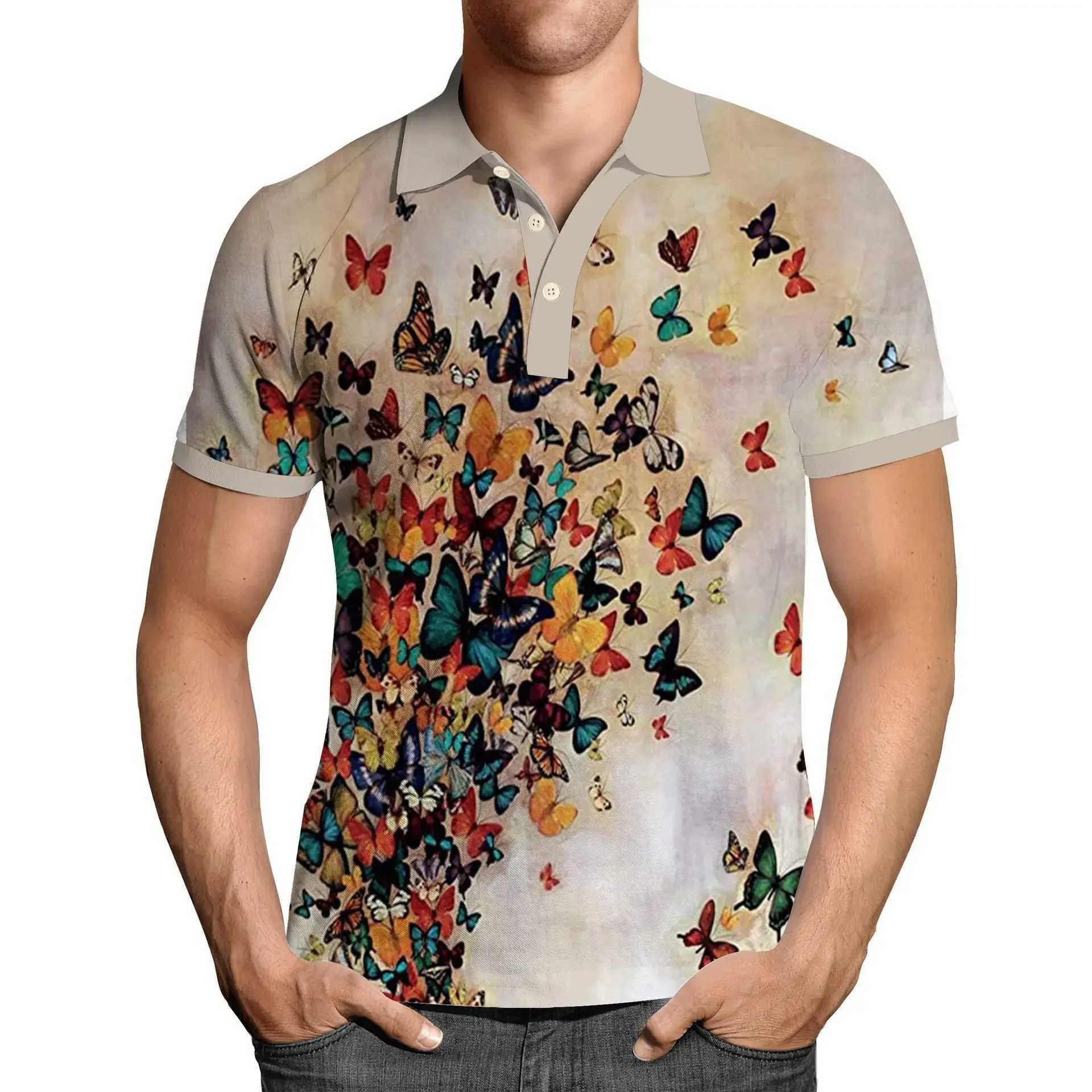 Beautiful Flowers 3D Printed Summer Mens Button Down Collar Polo Shirts Casual Tops Oversized Short Sleeve Trend Men ClothingX240920