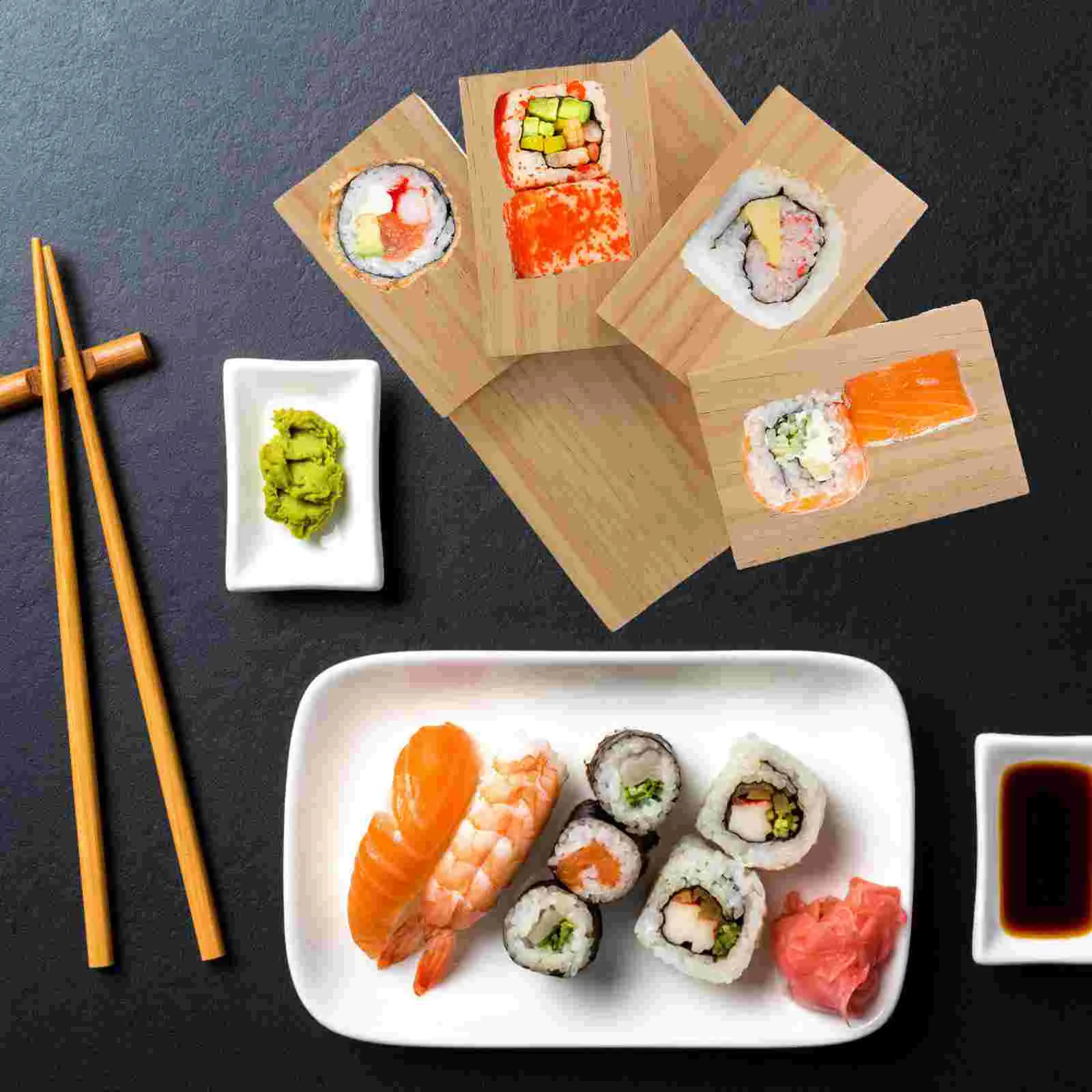 Rotating staircase decoration exquisite board wooden tray tableware food accessories sushi bridge boat 240911