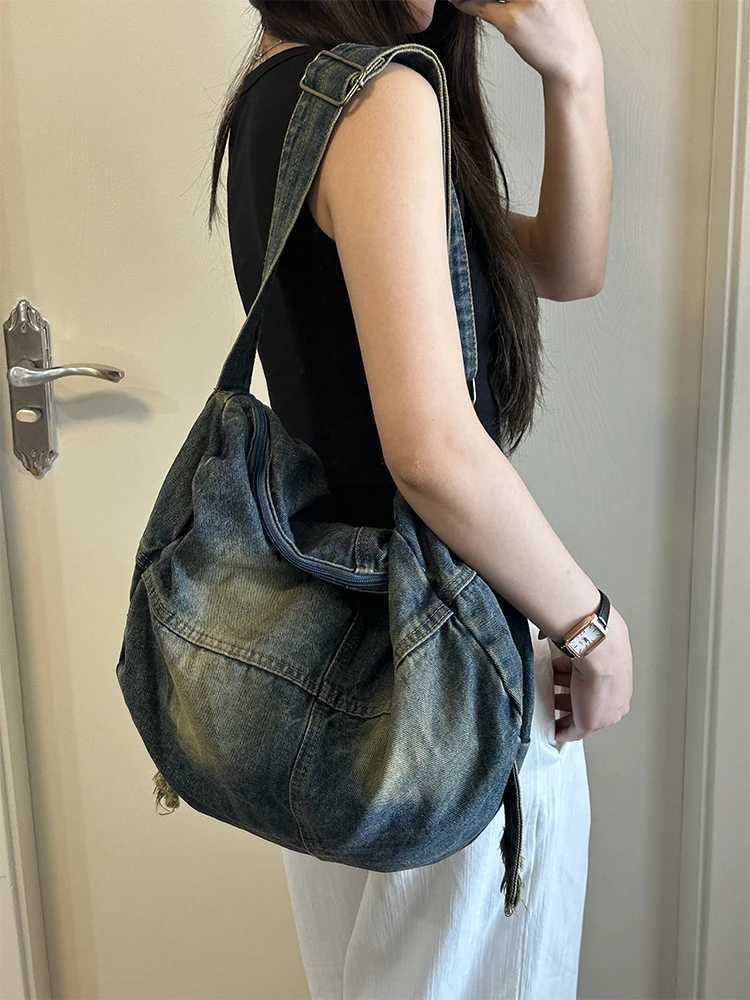 CMM Vintage Y2k Denim Bag Women Retro Sweet Cool Large Capacity Casual Handbag Purse Ladies Harajuku Aesthetic Underarm 240920