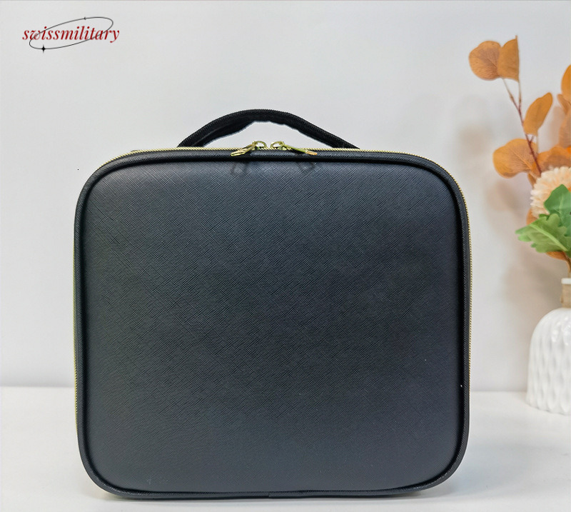 Jewelry Handheld with Mirror LED Light Large Capacity Makeup Box ins Portable Storage Travel Bag #63 Swissmilitary