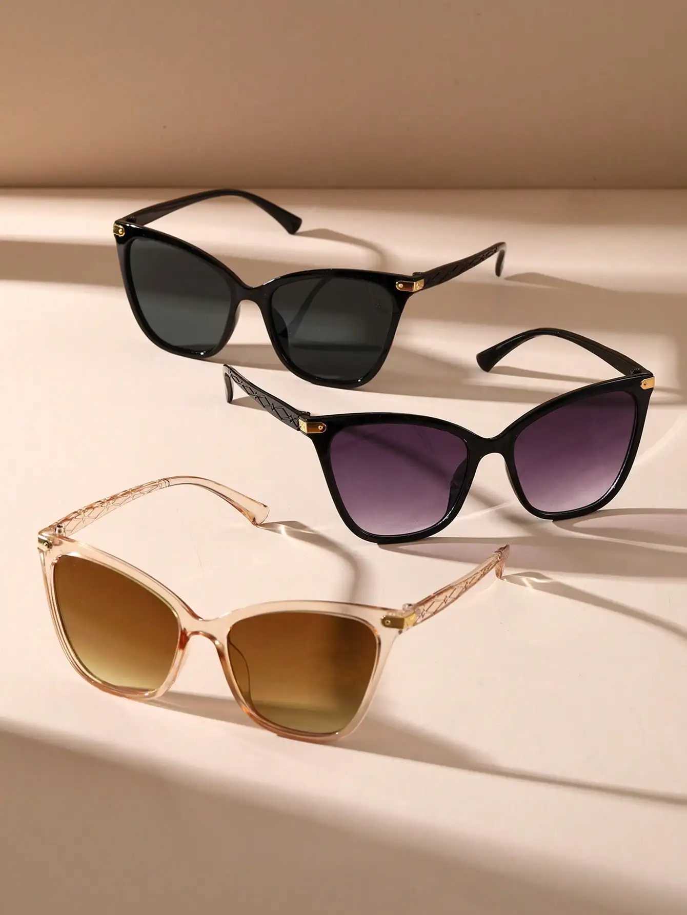 3PCS Unisex Plastic Cat Eye Frame Spicy Y2K Sunglasses For Rave Party Musical Festival Street Snap AccessoriesX240920