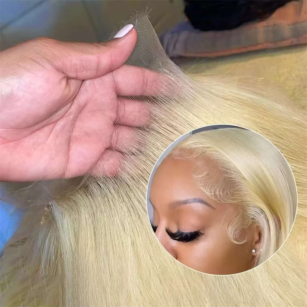 30 32 Inch Straight Blonde 613 Hd 13x6 Transparent Human Hair Wigs 13x4 Lace Frontal Colored Wig For Women