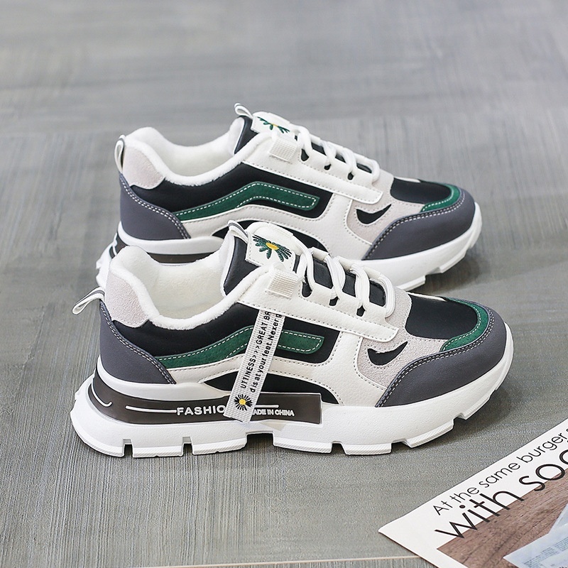 Cotton female students Korean version 2024 new winter anti slip warm cotton with thick velvet dad shoes for women NK97