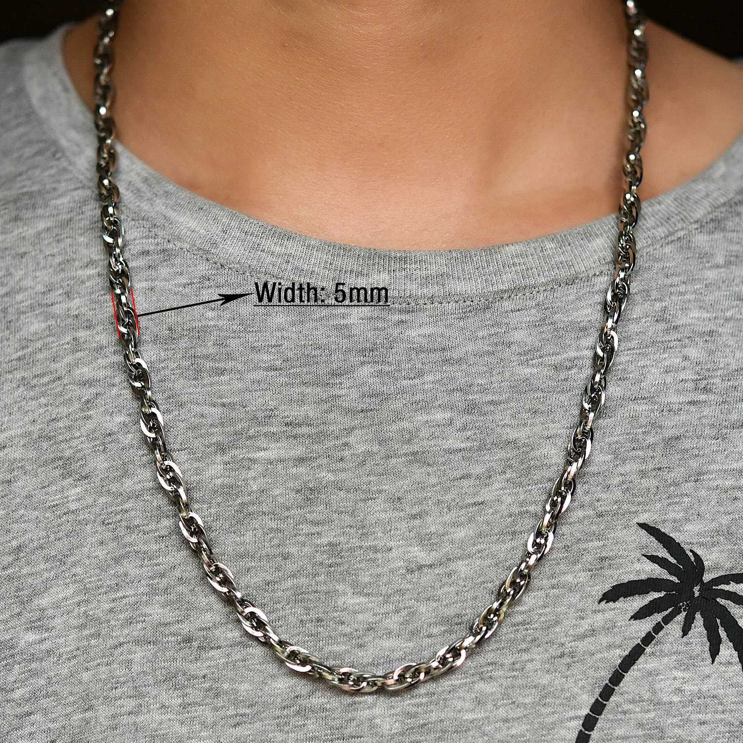 2/3/4/5MM Stainless Steel Link Cable Chain Men Women Silver Color Necklace High Quality Waterproof Jewelry AccessoriesX240919
