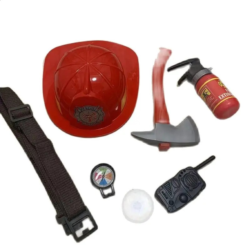 Kids Firefighter Costumes Fire Professional Clothing Tool Hat Boy Halloween Cospaly Firefighting Suits Childrens Toy Gifts 240910