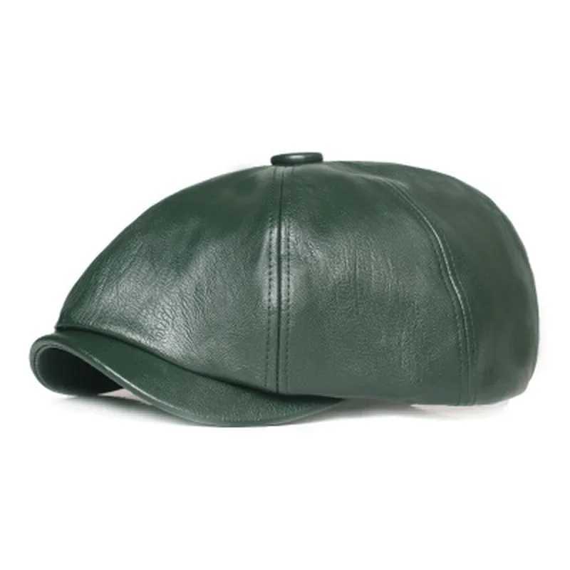 PU Leather Women Hat 2023 New Fashion Street French Artist Warm Beanie Cap Autumn Winter Retro Solid Color Black BeretX240919