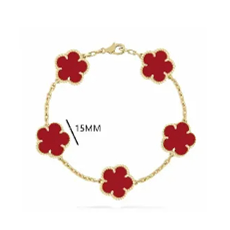 925 Silver Clover Five Flower 15mm Medium Chain High Quality Bracelet Luxury Jewelry Z260313