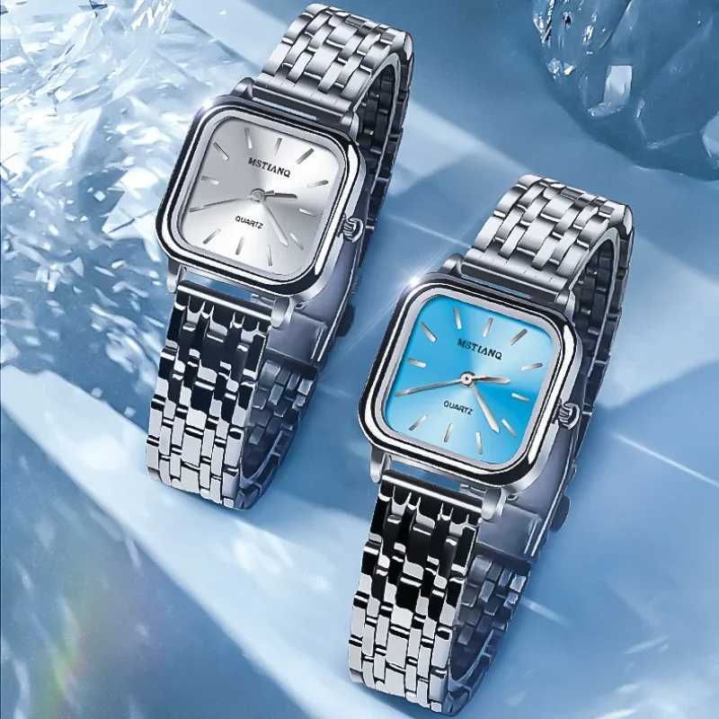 Stainless Steel Watch Womens Ins Style Simple Student Quartz Watch Casual Fashion Versatile Luxury Small Square WristwatchX240920