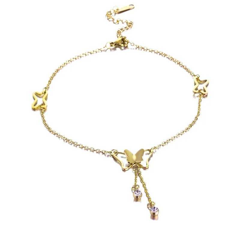 24+5cm Butterfly Pendant Anklets Foot Chain Summer Beach Shell Leaf Leg Bracelet for Women Girl Charms Barefoot Sandals Jewelry Y240920