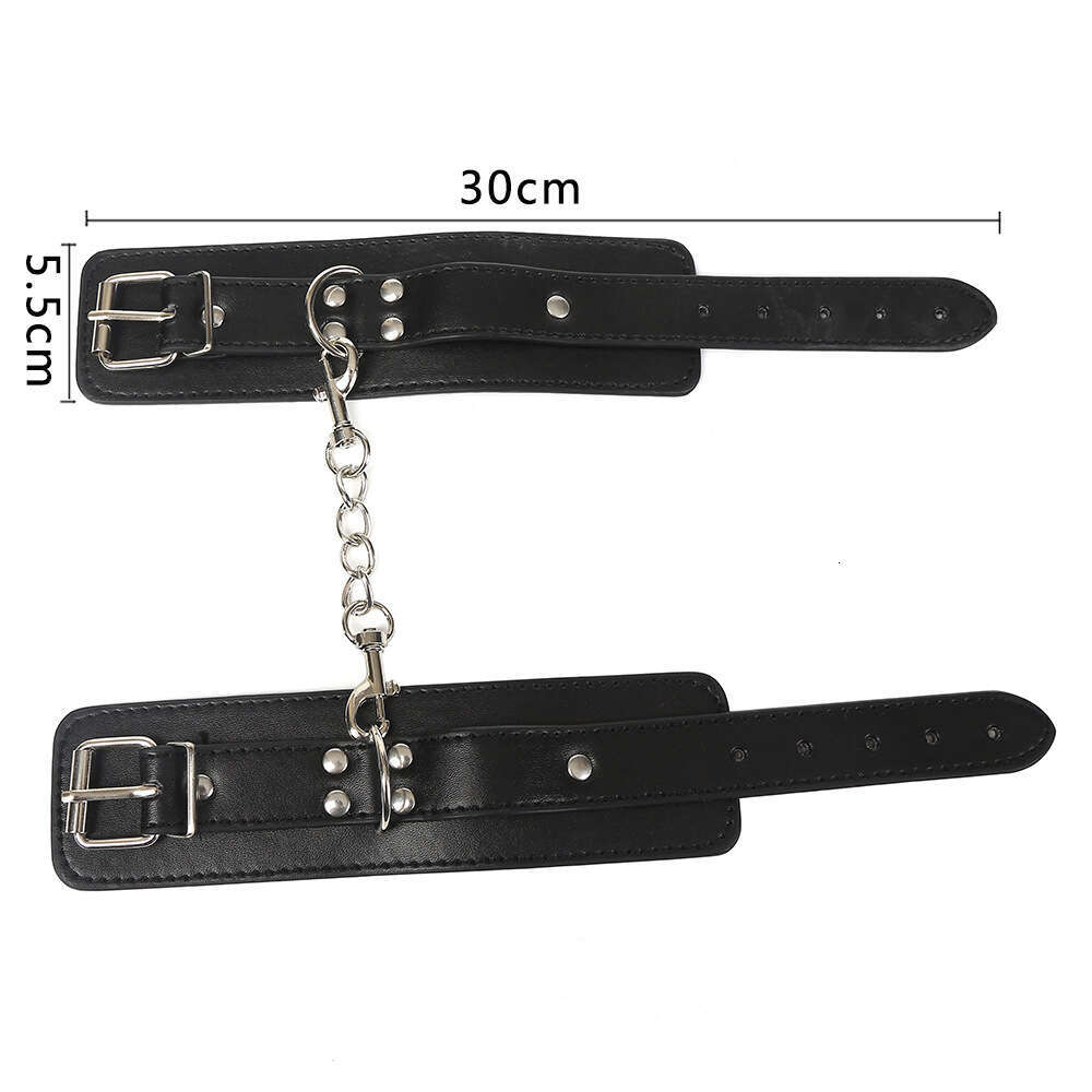 Cross border hot selling training restraint SM props classic black sex handcuffs PU leather handcuffs alternative adult products