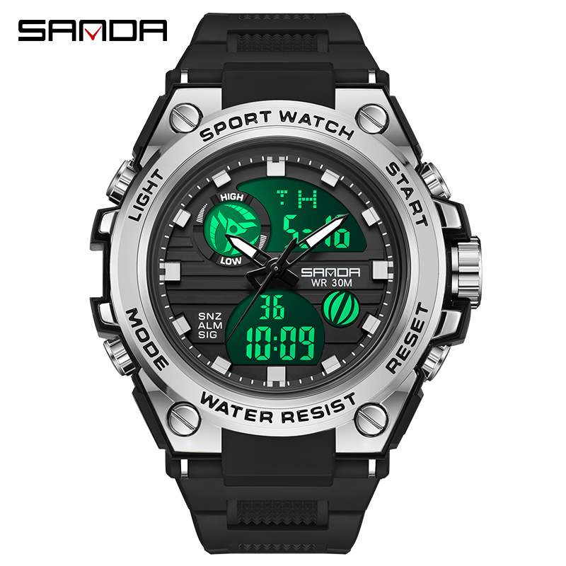 SANDA G Style Men Digital Watch Military Sports Watches Dual Display Waterproof Electronic Wristwatch Relogio Masculino 739