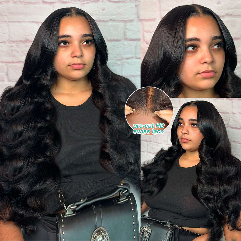 Rosabeauty Transparent Body Brazilian Water Wave 5x5 Lace Closure Glueless Wigs Human Hair Ready To Wear For Women