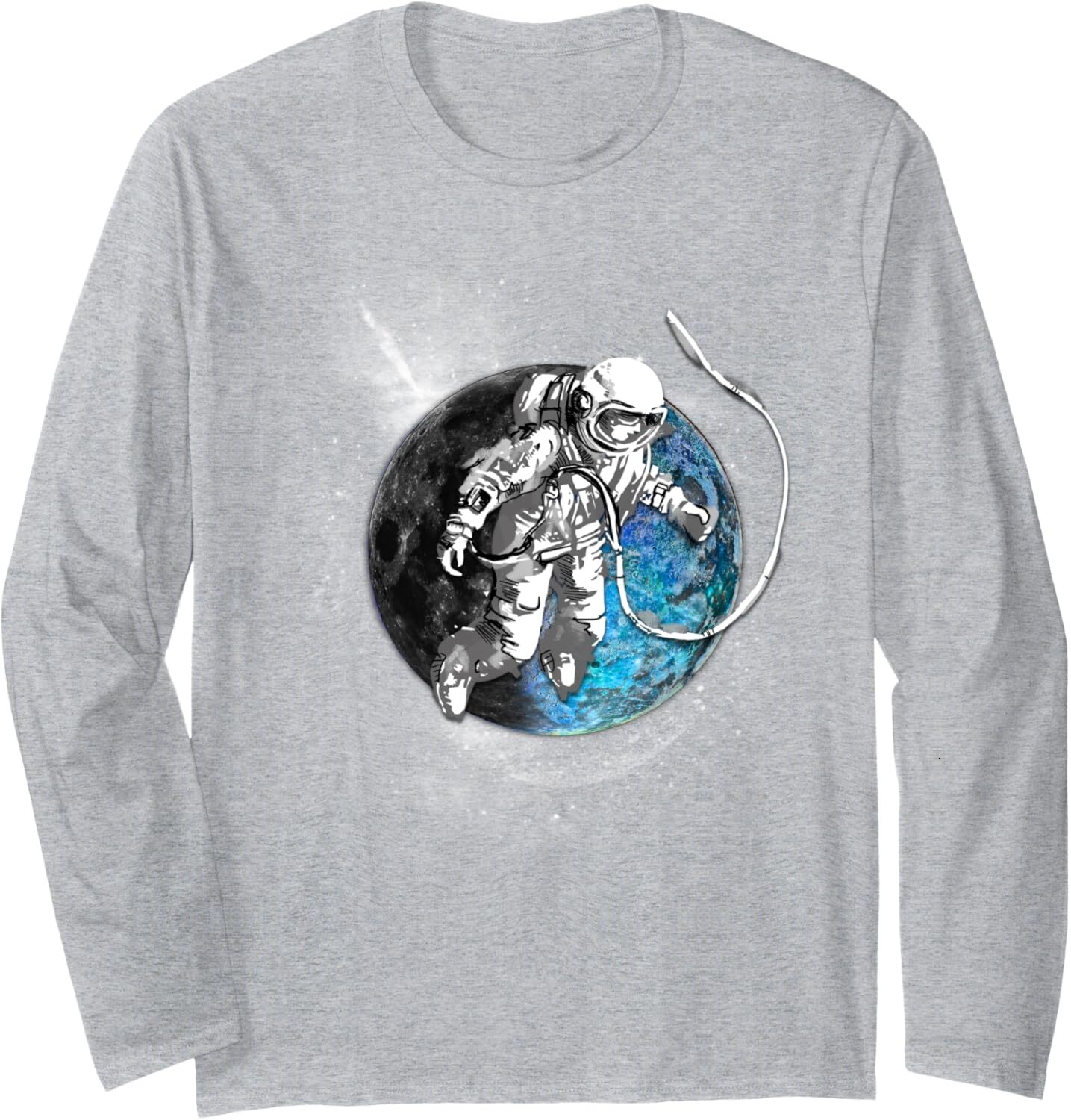 Long Sleeve Shirts for Men sweatshirt Astronaut in space planet mother Earth no gravity Long Sleeve Tee Streetwear Casual tops clothes trend