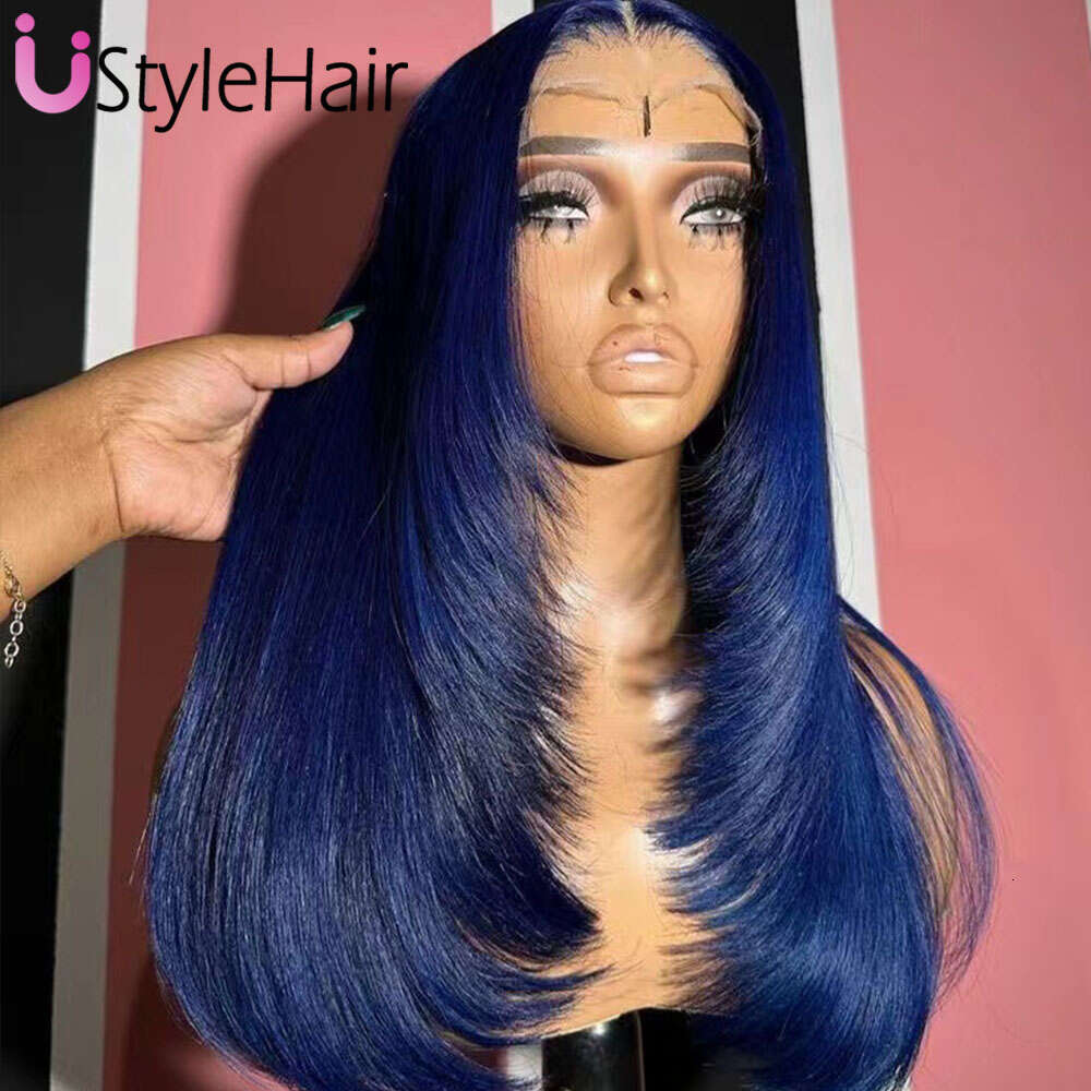 Ustylehair 613 Rooted Ombre Brown For Women Long Silky Straight Layered Cut Blonde Lace Front Wig Heat Resistant Synthetic