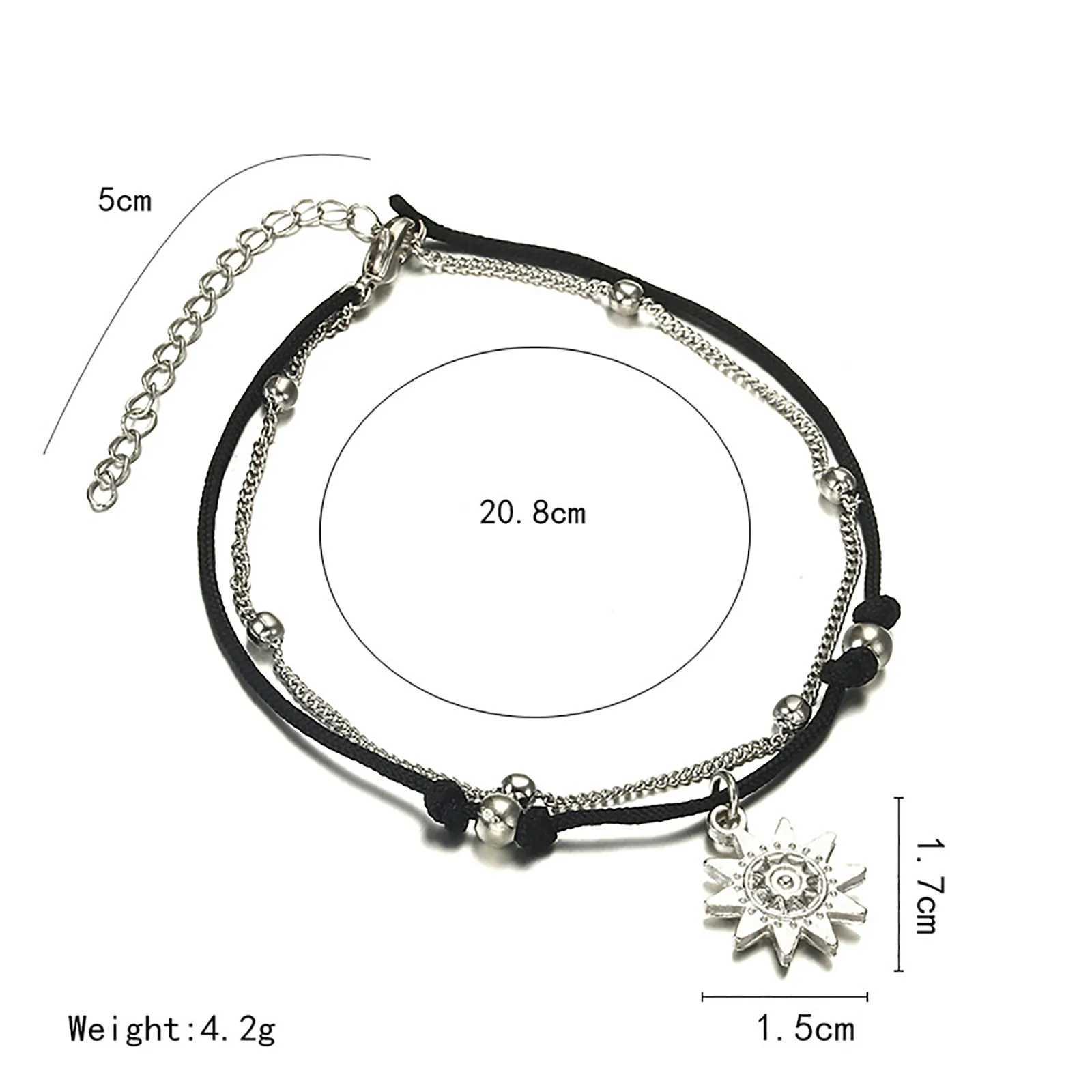 Bohemia Black Color Chain Ankle Bracelet On Leg Foot Jewelry Boho Elephant Sun Charm Anklet Set For Women Accessories jewelry Y240920