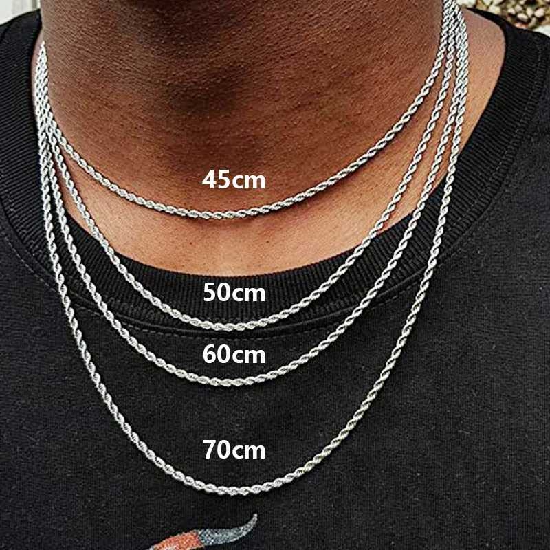 Stainless Steel Rope Chain Necklace For Men Women Braided Rope Chain Choker Necklace Gold Color Neck Metal Fashion Jewelry GiftX240919