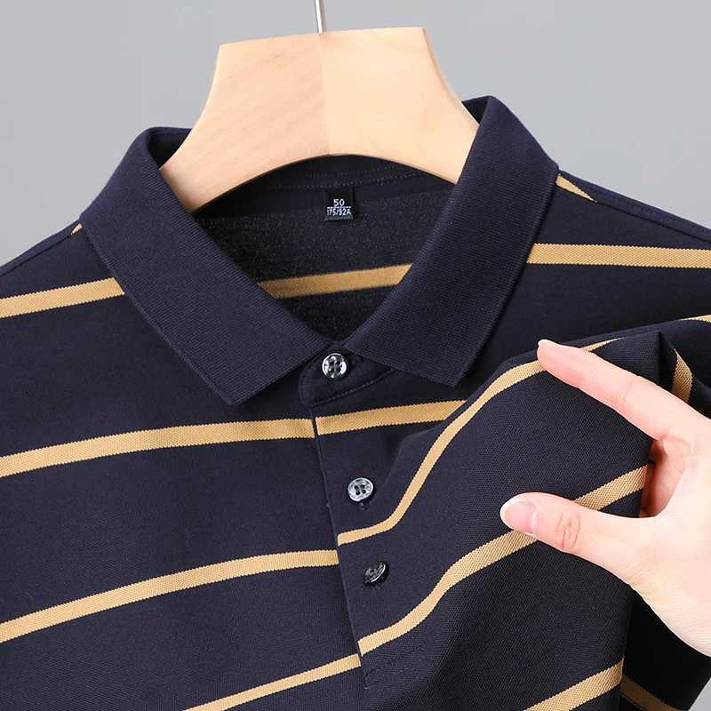 High quality fashionable striped short-sleeved POLO shirt Mens lapel cotton T-shirt 2023 summer casual Paul shirt Mens wearX240920