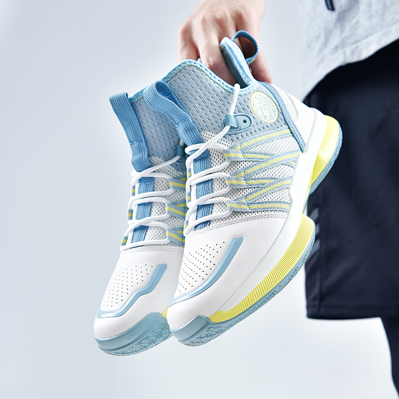 Orange men's high top basketball shoes, fitness anti slip training sports shoes, children's and youth cushioning boots