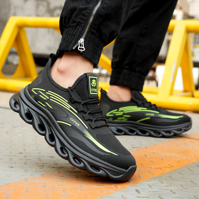 New Breathable Men Safety Shoes Steel Toe Non-Slip Work Boots Indestructible Shoes Puncture-Proof Work Men Sneakers