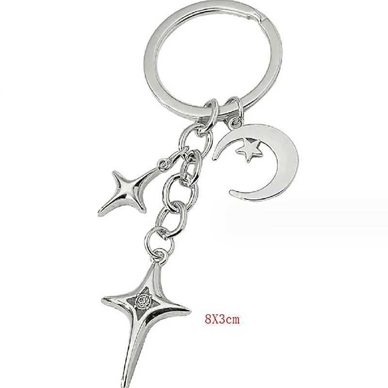 1PCS Y2K Keychains Star Moon Metal Key Rings For Women Men Friendship Gifts Handbag Decoration Handmade JewelryX240919