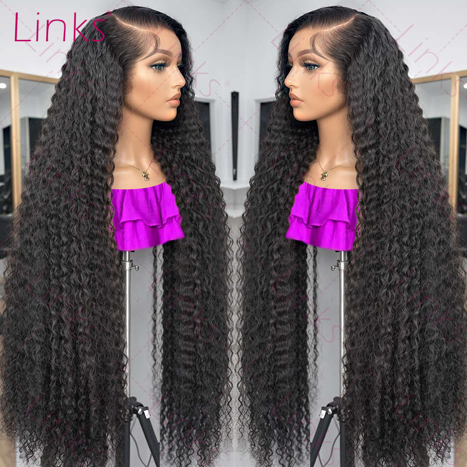 30 40 Inch Curly 13x4 Front Deep Wave HD Transparent Lace Frontal Wig Brazilian Human Hair For Women