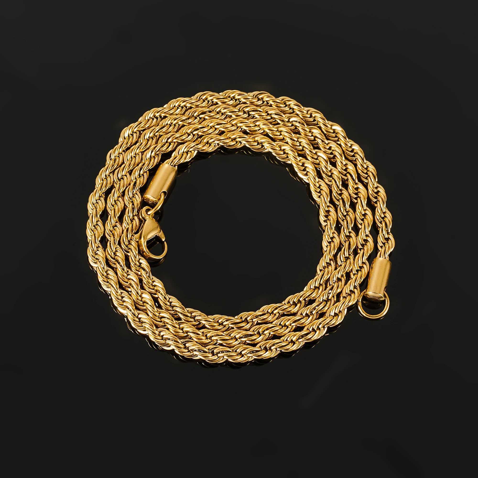 2/3/4/5/6mm Rope Chain Necklace Stainless Steel Men Women Never Fade Choker Jewelry Accessories Gold Color Plated Chains GiftX240919