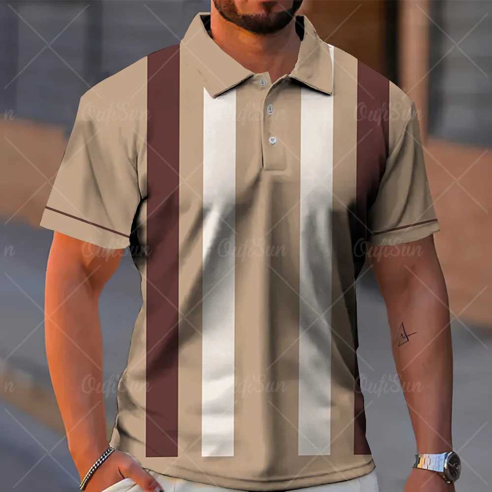 Fashion Polo Shirt For Men 3d Stripe T-Shirt Tops Summer Short Sleeve High Quality Polo Shirts Black Tees Casual Male Clothes XLX240920