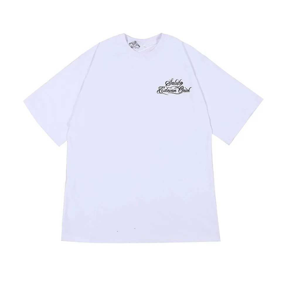 Handmade finger cross print white summer black Y2K mens and womens short sleeved T-shirt CL240913