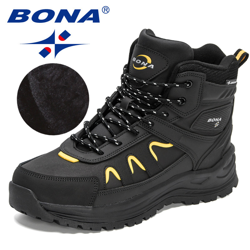 New 2023 BONA New Designers High Top Hiking Men Anti-Slip Outdoor Climbing Trekking Shoes Man Tactical Plush Winter BootsBoots ca45