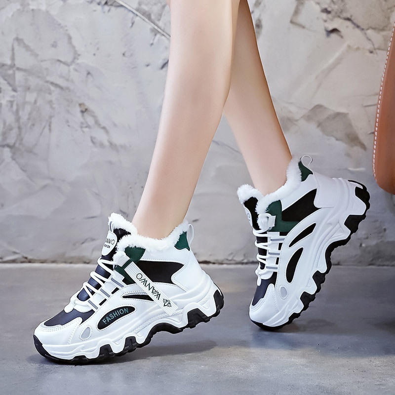 Velvet Warm Dad Winter High Top Sports Women's Cotton New Ins Trendy Shoes Student HX-Q7815