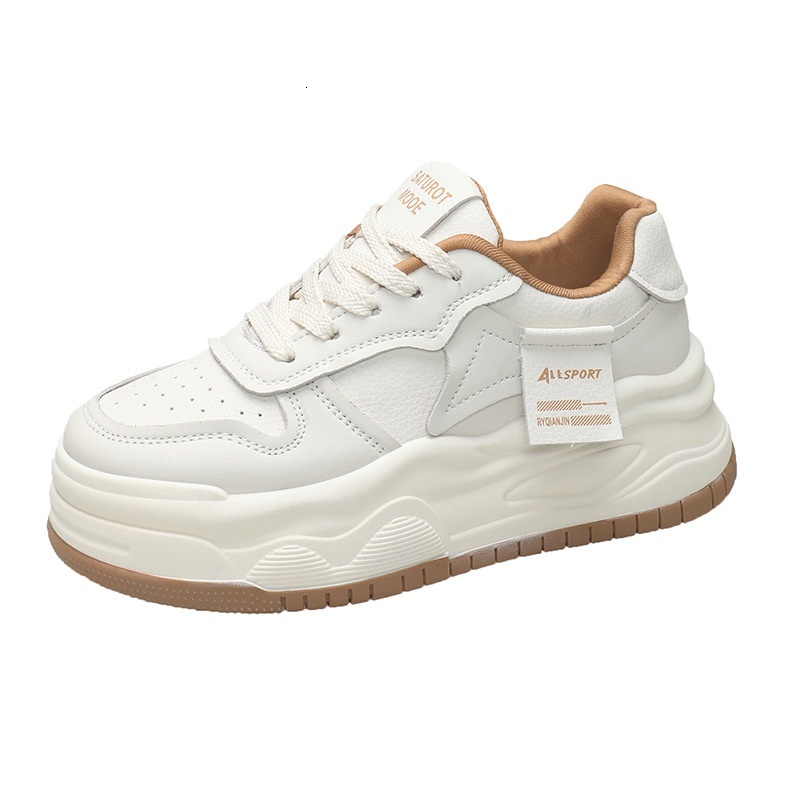Korean version thick soled small white for women in spring 2024, new round toe lace up casual women's shoes, student sports board shoes