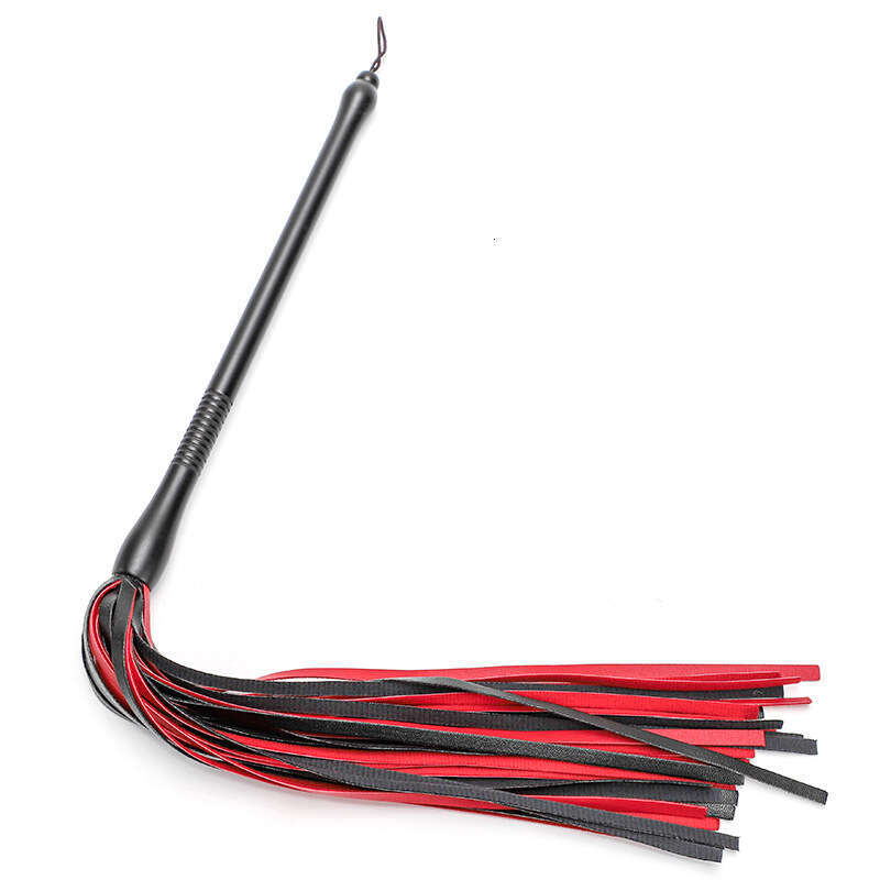 Alternative Sex Toys SM Props Black and Red Tassel Leather Whip Creative Sandalwood Handle Sex Whip SM Adult Sex Products