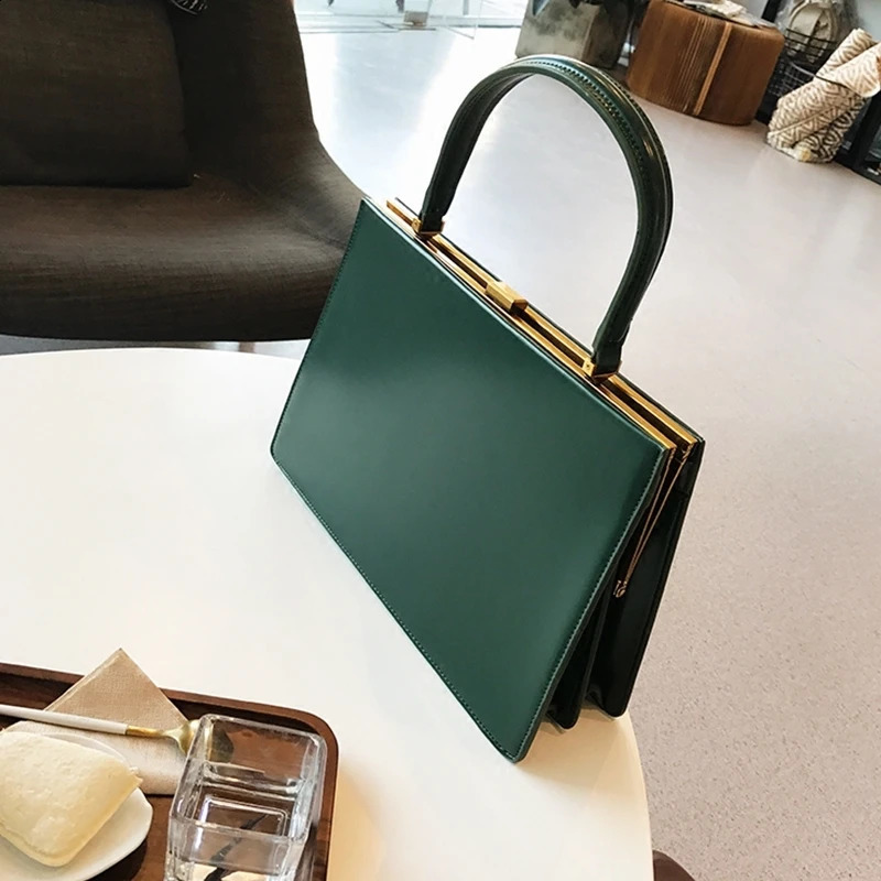 Vintage Square Handbags Women er Casual Female Large Capacity Tote Pu Leather Handbag Ladies Fashion Purses 240918