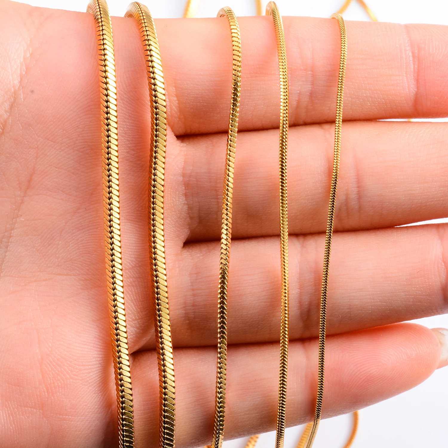 Witd 0.9/1.2/1.5/2/2.4mm Stainless Steel Square Snake Chain Necklace Gold Color For Men Womens Fashion JewelryX240919