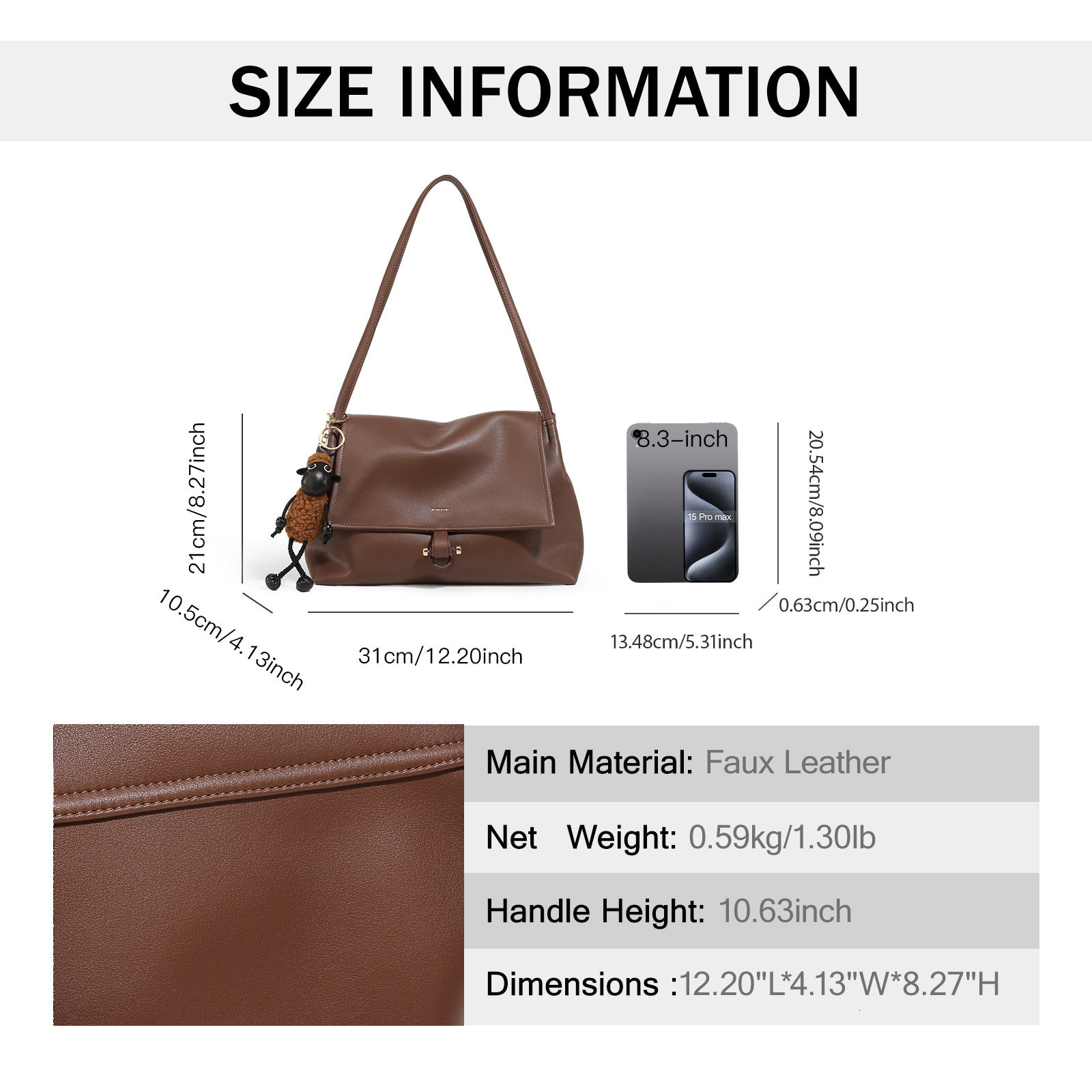 TOUTOU Women Tote Cute Doll Pendent Large Capacity High-End Shoulder Crossbody For Daily Work And Commuting Underarm Bag
